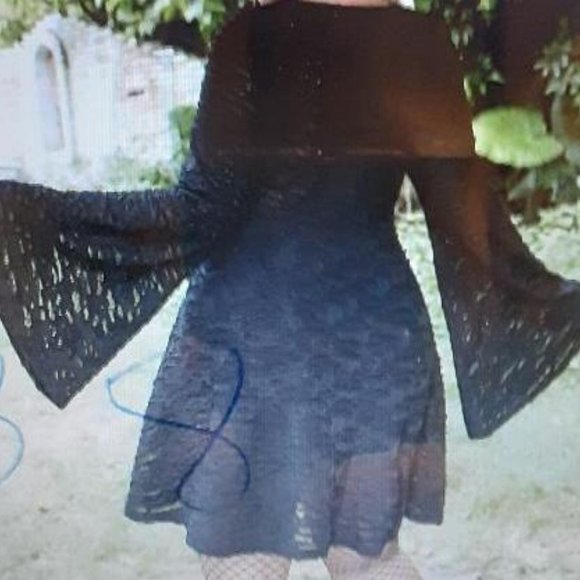 Lace Up Trumpet Sleeve Dress - Picture 2 of 4